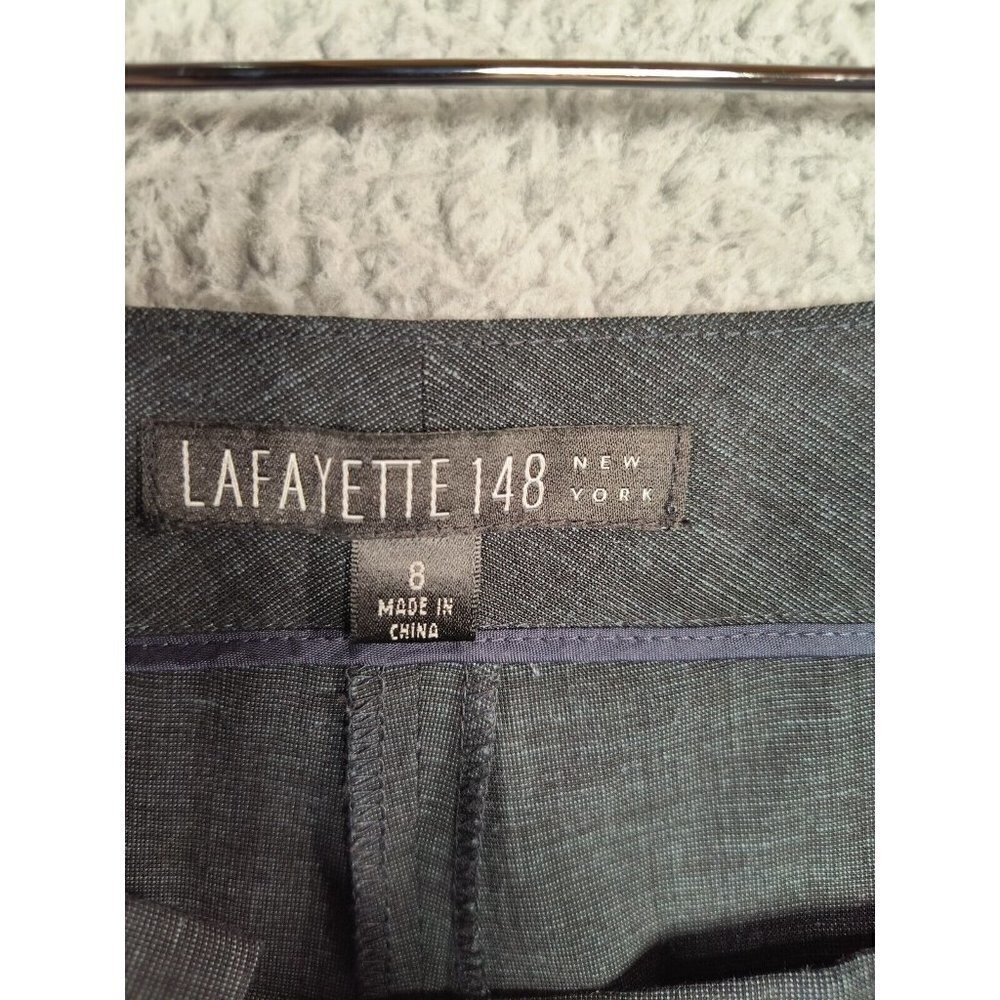 Lafayette 148 NY Pants‎ 8 Gray Wide Leg High Rise Wool Blend Stretch Career - Picture 7 of 10